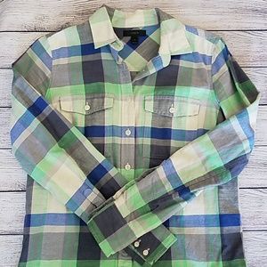 J. Crew Boyfriend Flannel in Pacey Plaid - Sz. 2